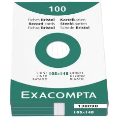 Photo Fiches Bristol lignées - 105 x 148 mm - Blanc EXACOMPTA Image