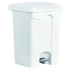 Photo Poubelle à pédale avec couvercle - 45 litres - Blanc : HELIT H2402105