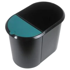 Photo Poubelle en plastique - Duo System - Noir/Vert : HELIT H6103994