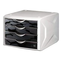 Photo Bloc de rangement - 4 tiroirs : HELIT Caméléon Blanc Dark Hexagon H6129695