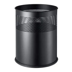 Photo Corbeille à papier en acier 15 litres - Noir : HELIT H2515795