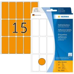 Photo HERMA 2414 : Lot de 360 étiquettes - 20,0 x 50,0 mm - Orange fluo