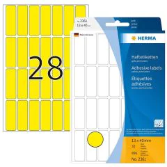 Photo Etiquettes adhésives - 13 x 40 mm - Jaune : HERMA 2361
