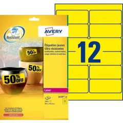 Photo Étiquettes ultra résistantes - 99,1 x 42,3 mm - Jaune AVERY 