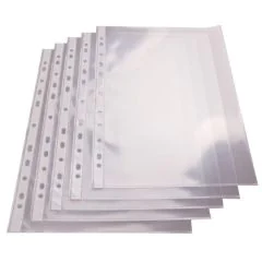 Photo Lot de 100 Pochettes perforées en PP lisse 0,05 mm - A4 : PRO-Office