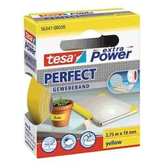 Photo TESA 00030-03 : Ruban adhésif toile extra Power - Jaune - 19 mm x 2.75 m