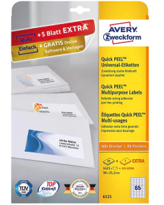 Photo Étiquettes adhésives - 38 x 21,2 mm - Blanc AVERY Lot de 1950