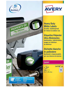Photo Étiquettes résistantes aux intempéries - 45,7 x 21,2 mm AVERY L4778-20