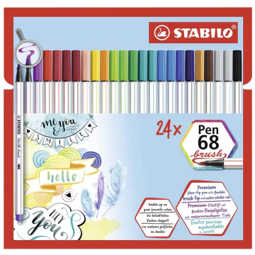 Stylo-feutre Pen 68 Brush Etui en carton STABILO Lot de 24
