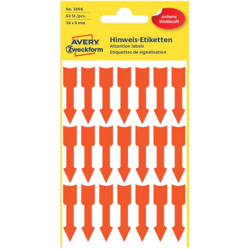 Photo Étiquette de signalisation - Flèche Rouge fluorescente AVERY 3008