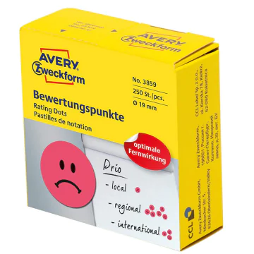 Photo Pastilles adhésives - Motif Visage négatif - 19 mm - Rouge AVERY