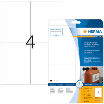 Photo Étiquettes adhésives ultra résistantes amovibles - 105 x 148 mm - Blanc HERMA