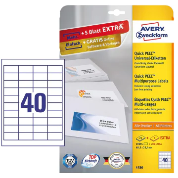 Photo Étiquettes adhésives - 48,5 x 25,4 mm - Blanc AVERY Lot de 1200