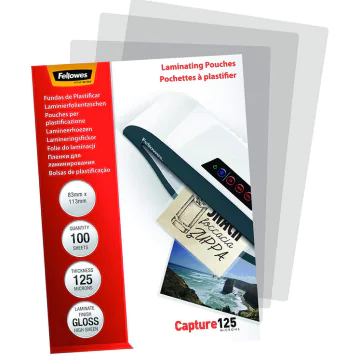 Photo Pochettes à plastifier des Cartes - 250 mic 83 x 113 mm FELLOWES