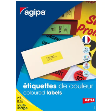 Photo Étiquettes adresses jaunes 70 x 31 mm AGIPA 119031