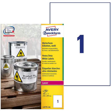 Photo Étiquettes résistantes aux intempéries - 210 x 297 mm AVERY L4775-20