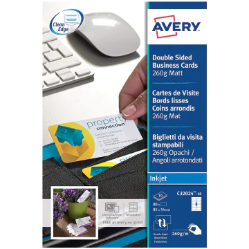 Carte de visite blanche - 260 g - 85 x 54 mm AVERY C32015-25