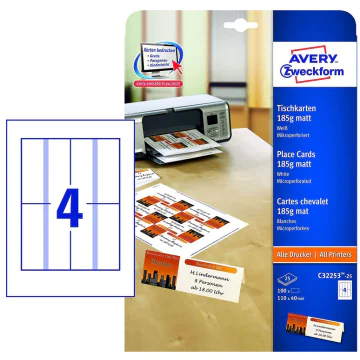 Photo Porte-nom Blanc 110 x 40 mm (AVERY C32253-25 Papeterie)