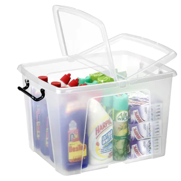 Photo Bac de rangement avec couvercle - 40 litres transparent HW674 CEP