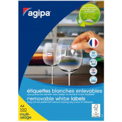 Image Etiquettes adhésives amovibles - 38 x 21,2 mm - Blanc AGIPA
