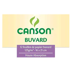 Photo 200002787 CANSON : 12 feuilles papiers buvard  160 x 210 mm
