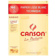 Photo Pochette de papier à dessin technique - A3 - 160 g : CANSON (200037103)
