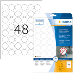 Photo Étiquettes adhésives ultra résistantes amovibles - Diamètre 30 mm - Blanc HERMA