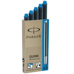 Photo Boite de 5 cartouches d'encre effaçable - Bleu royal : PARKER Quink