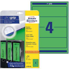Photo Etiquettes Dos de classeur - 61 x 192 mm - Vert AVERY Lot de 80