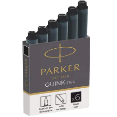 Photo PARKER Boite de 6 cartouches d'encre permanente Noir Quink Mini 1950407