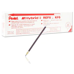 Photo PENTEL KF6-B : Mine de rechange pour Stylo roller - Hybrid Gel Grip K106 et K116 - Rouge